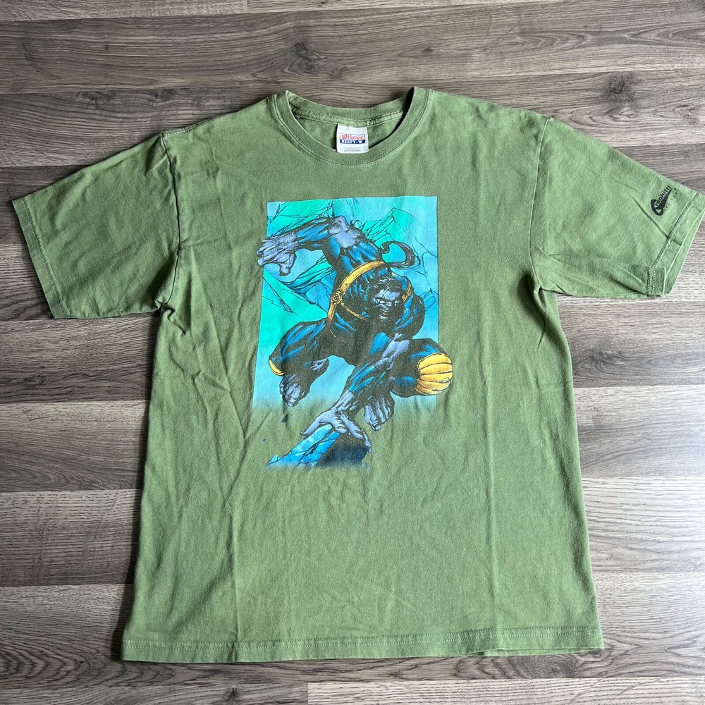X-Men Beast T Shirt Mens Medium Graphitti Marvel 2006 Green Dr Hank McCoy Comics